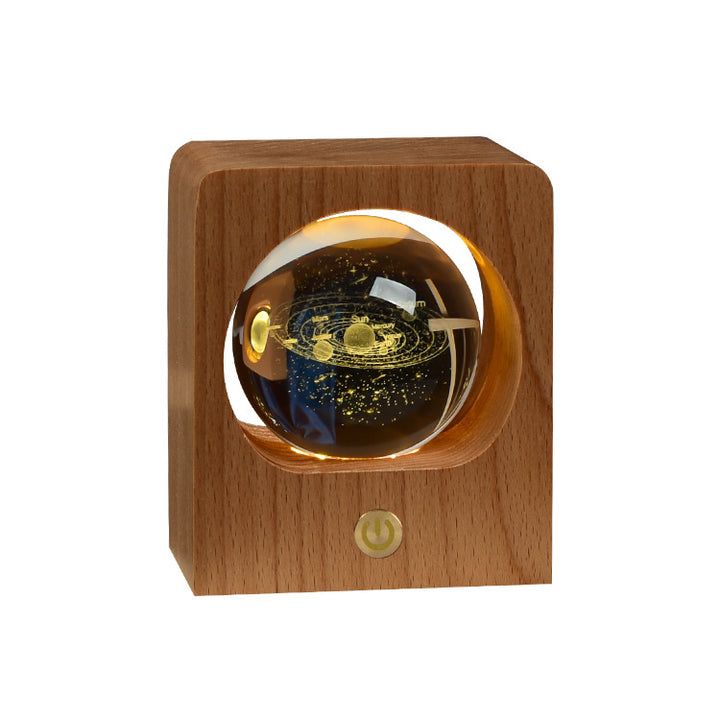 Beech Crystal Ball Night Light Light 3d Laser Gravură Elk Jelufish LED -uri LED -uri de noapte USB DIMMABLE LAMPE PENTRU DECORARE DE DOMENTE Cadouri pentru decorațiuni pentru casă