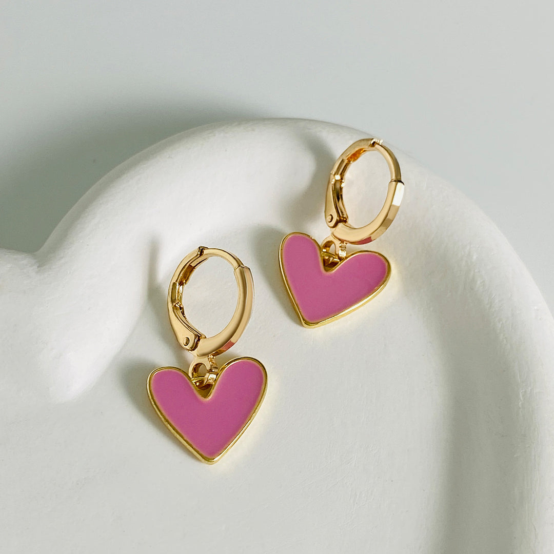 Exquisite C- Ring Love Heart Earrings Women's Simple