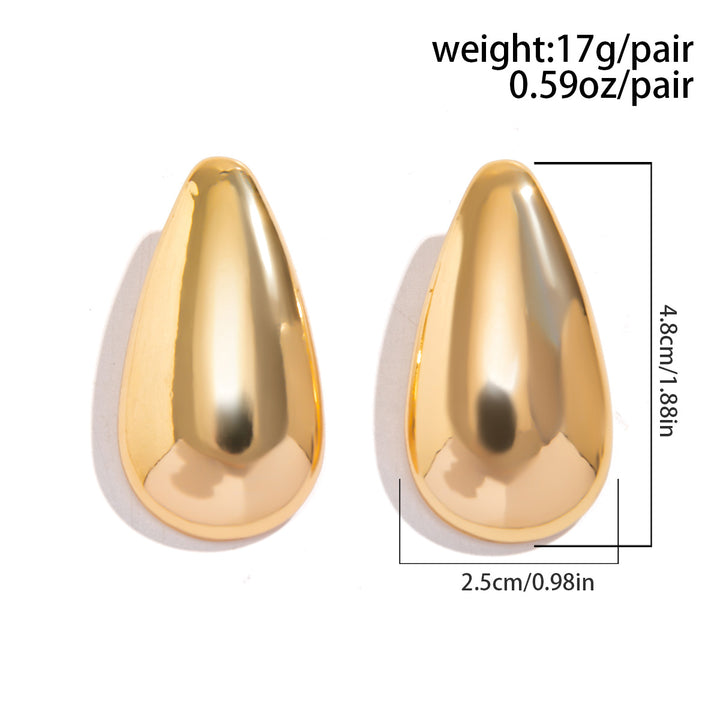 Design Glossy Water Drop Bean-shaped Stud Earrings Female