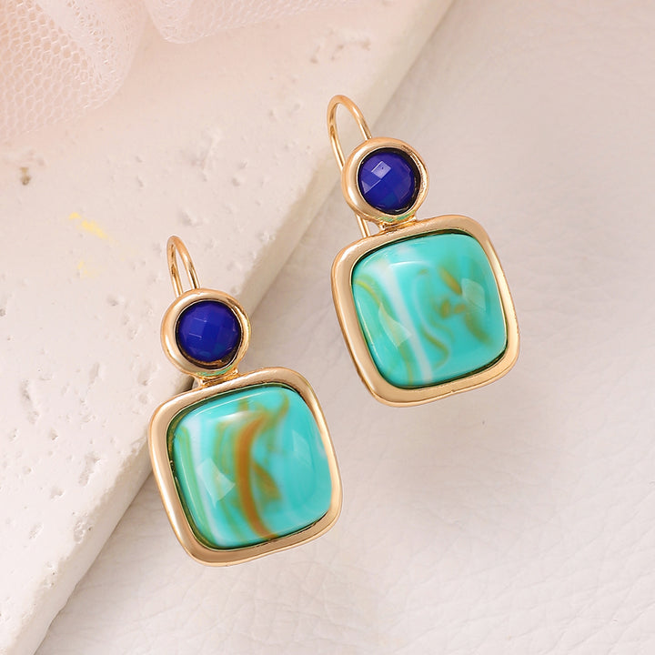 Simple Geometric Square Turquoise Earrings For Women