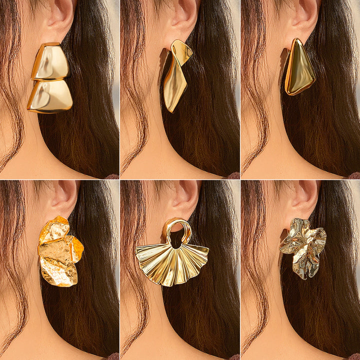 Fashion Design Glossy Folding Stud Earrings For Women Retro