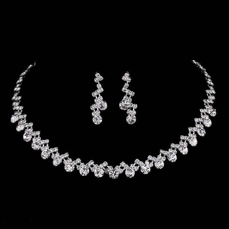 Fashion Bright Full Rhinestone Zircon Water Drop Necklace