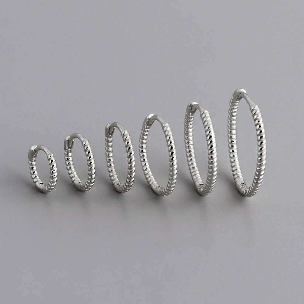 Twist Twisted String Shape Ear Ring Sterling Silver