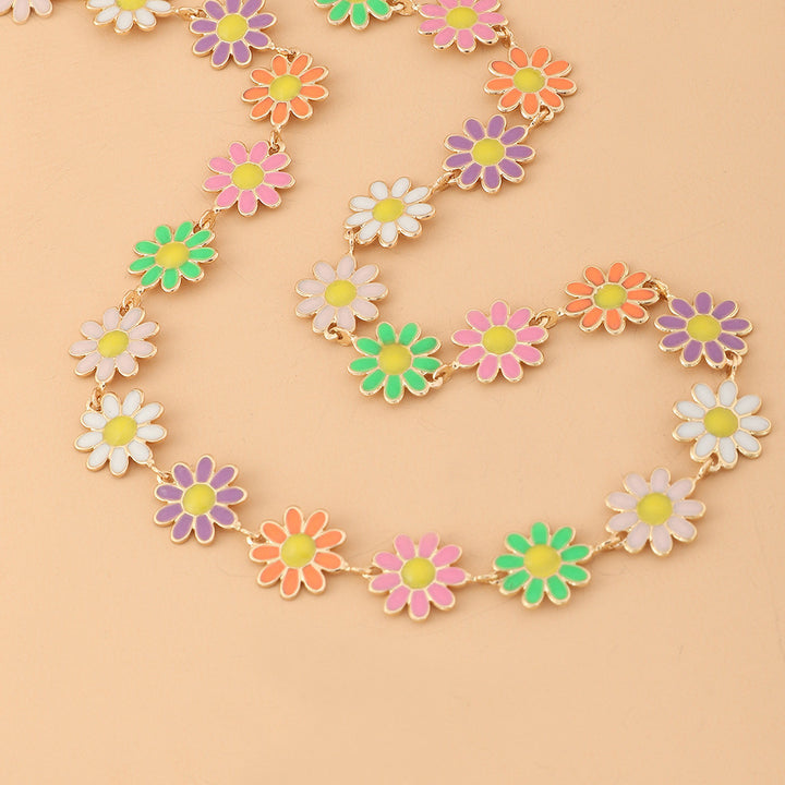 Colorful Oil Necklace Little Flower Bracelet Female Fashion