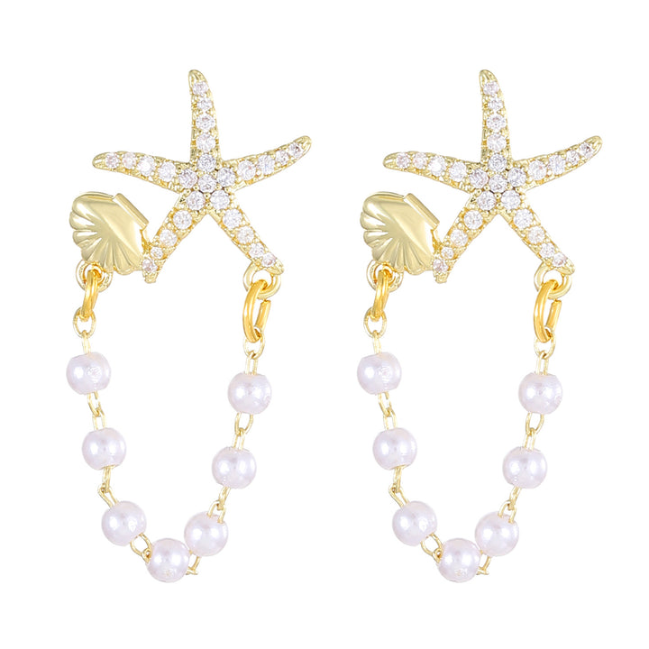 Fashion Diamond Starfish Shell Pearls Pearl