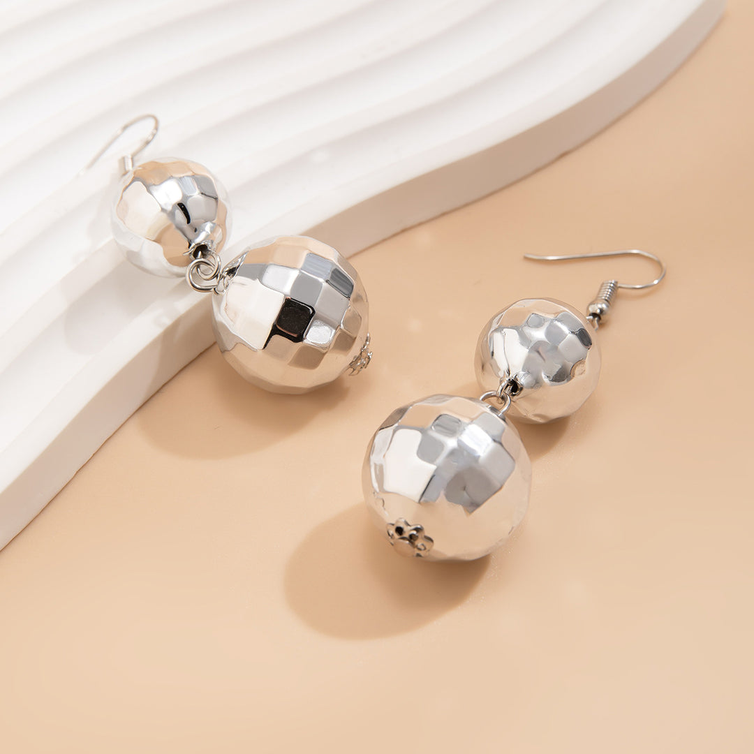 Disco Ball Lamp Round Beads Eardrops Stud Earrings Female Fashion