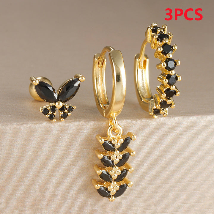 Ear Clip Creative Leaves Trendy Female Color Zircon