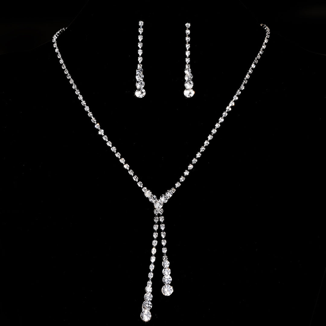 Fashion Bright Full Rhinestone Zircon Water Drop Necklace