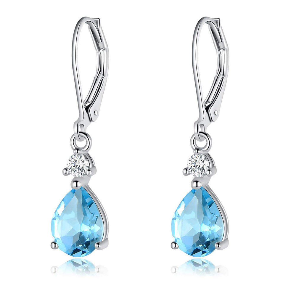 Light Luxury Water Drop Copper Zircon Earrings Female Temperament High Sense