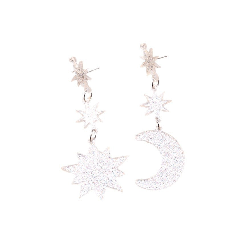 Star Moon Series Stud Earrings Europe And America Creative Acrylic