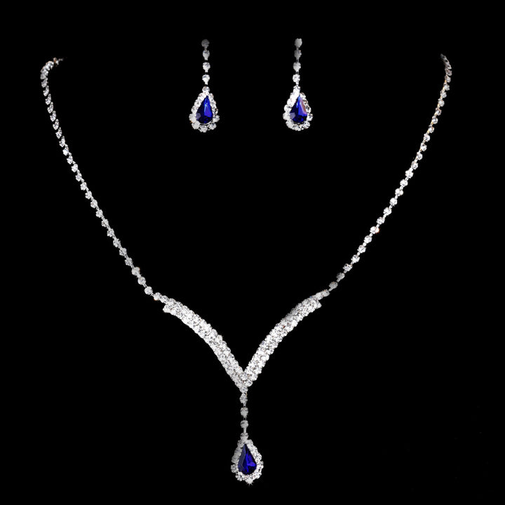 Fashion Bright Full Rhinestone Zircon Water Drop Necklace