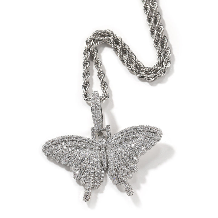 European Hip Hop Color Mini Butterfly Colier personalizat Ornamente cu pandantiv cu diamant solid