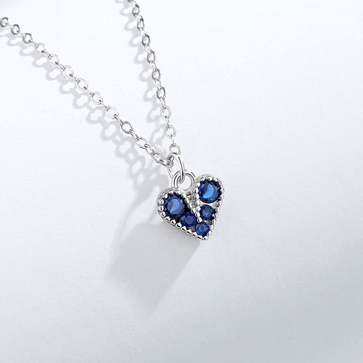 Japanese And Korean Niche S925 Sterling Silver Heart-shaped Full Diamond Necklace