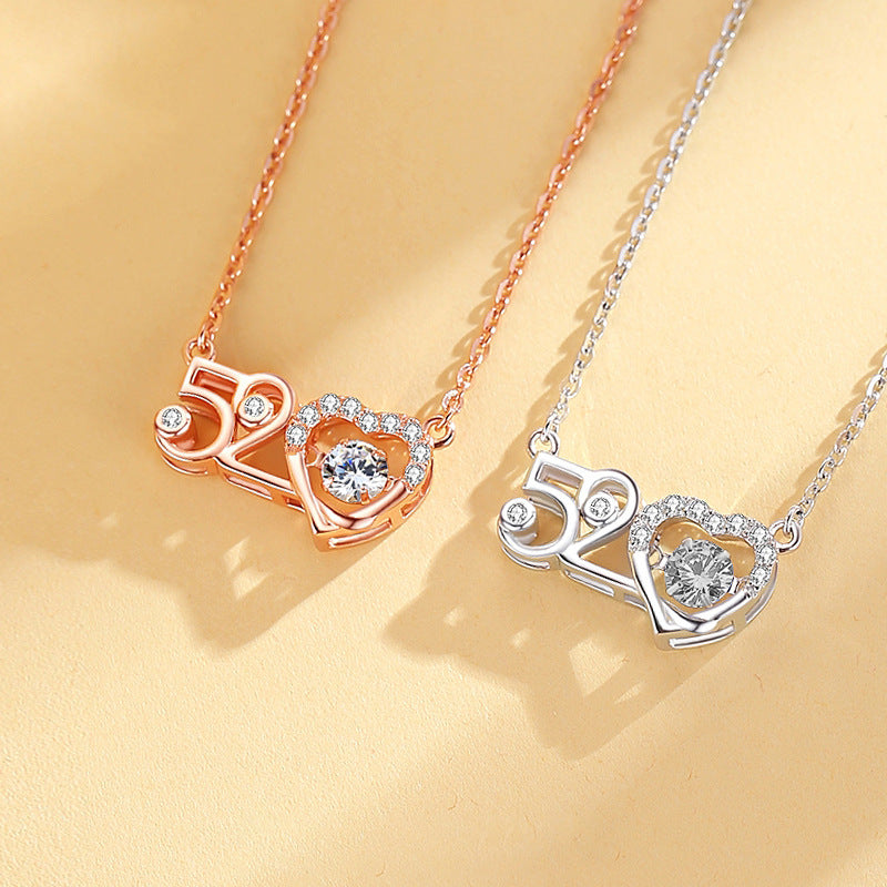 520 Beating Heart Necklace Women's Light Luxury Pendant Valentine's Day