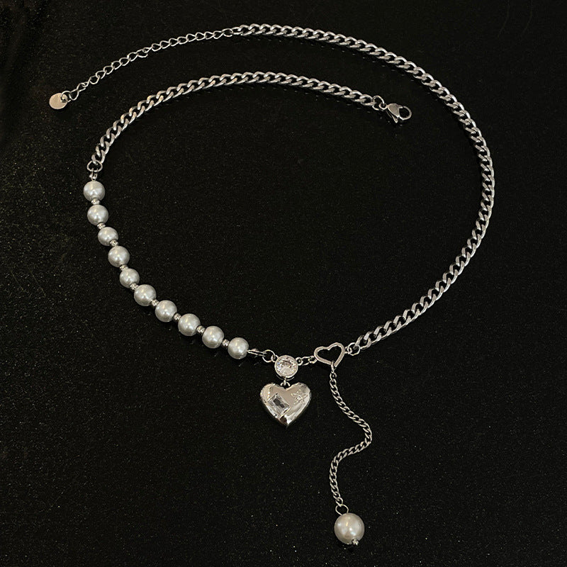 Special-interest Design Heart-shaped Multi-part Pearl Pendant Necklace