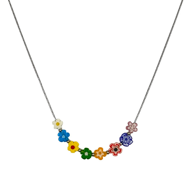 Women's Adjustable Glass Flower Necklace