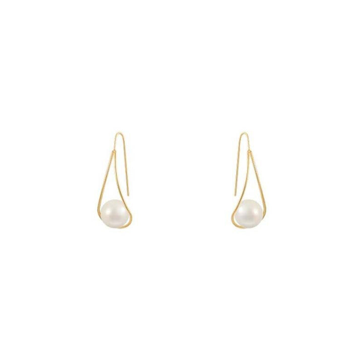 Simple Design Hollow Water Drops Pearl Earrings For Women