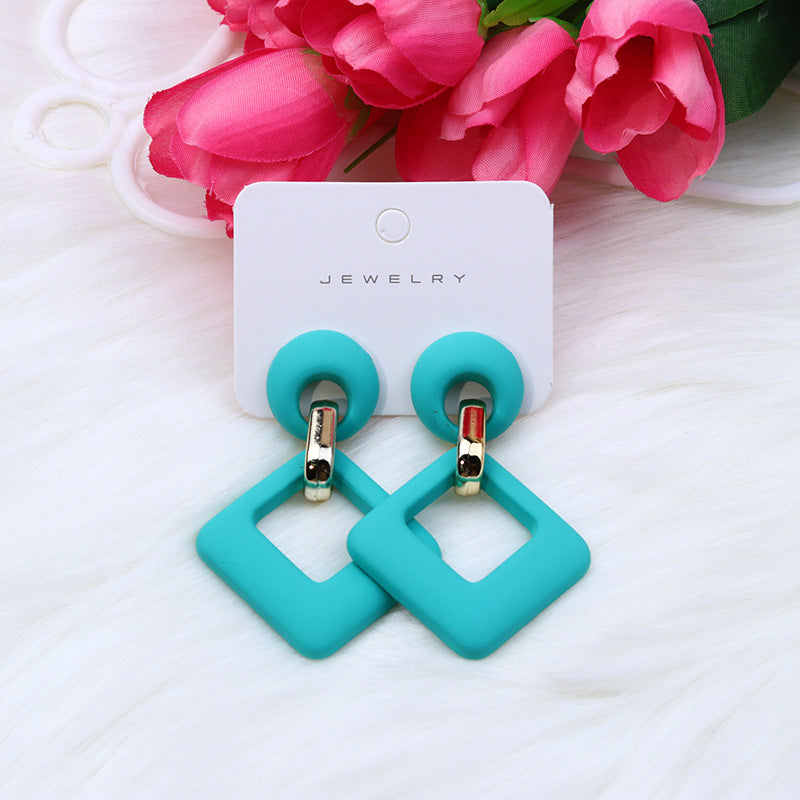 Summer Beach Colorful Fashion Earrings Diamond Hollow Ear Stud Acrylic