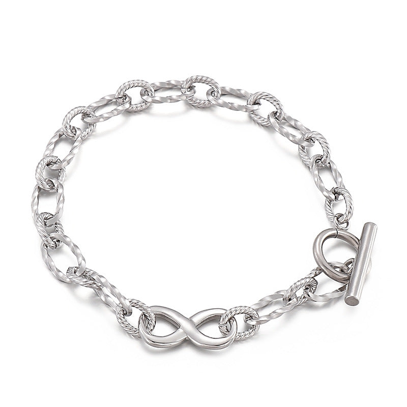 Peach Heart Stitching Chain Hollow Heart Stainless Steel Bracelet