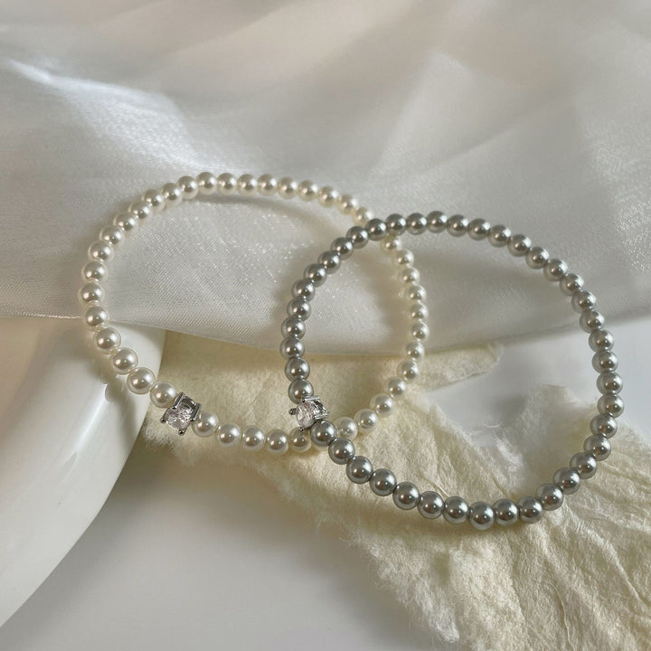 Perfect Circle Pearl Bracelet Female SilverZirconium