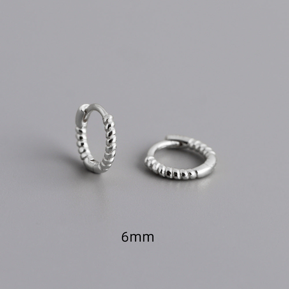 Twist Twisted String Shape Ear Ring Sterling Silver