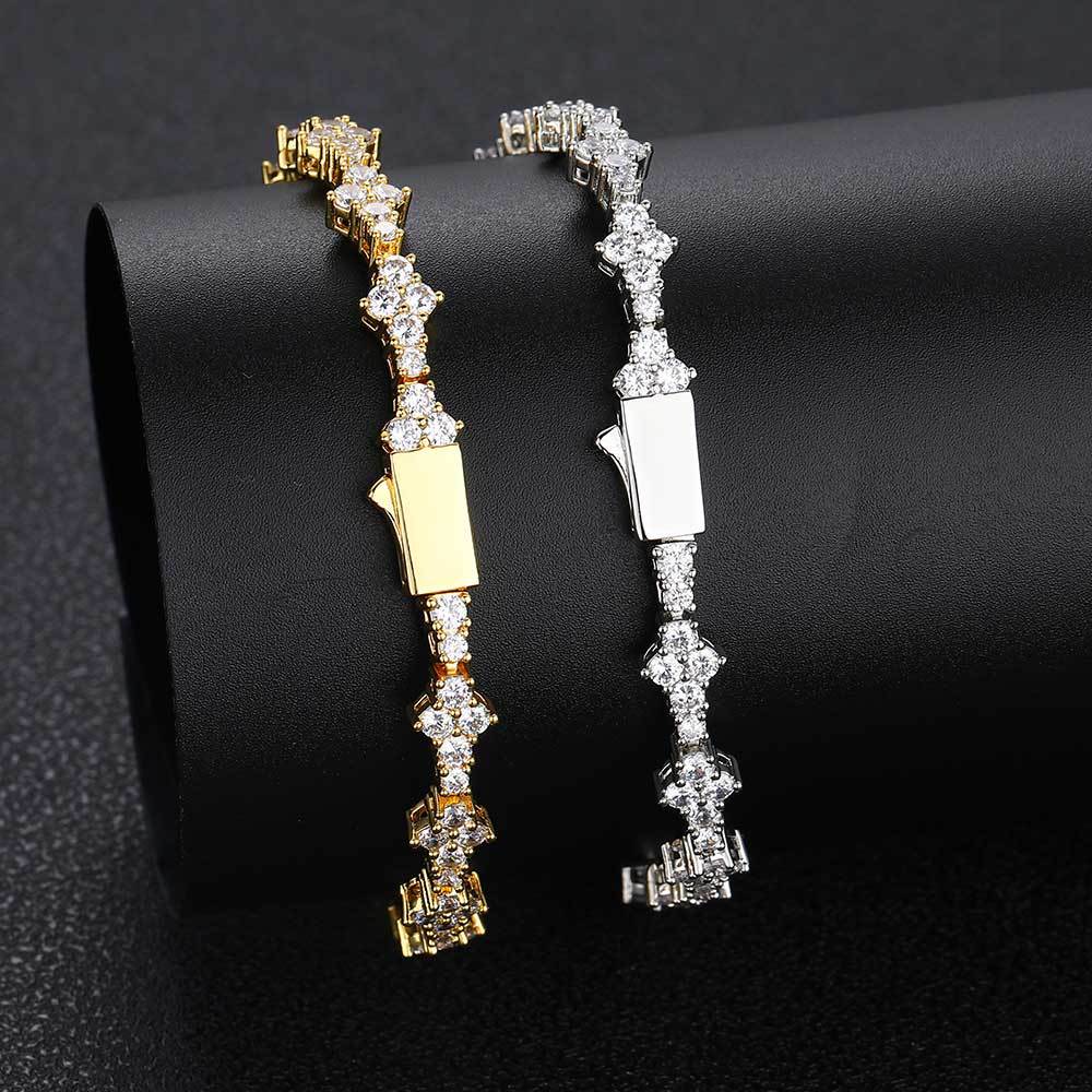 European Hip Hop Spring Fastener Zircon Tennis Bracelet