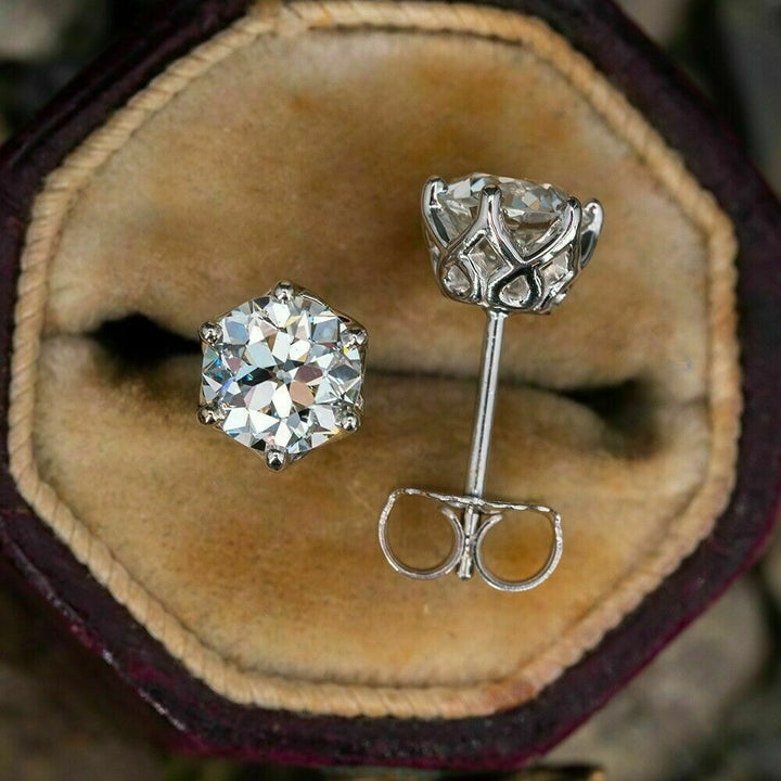 Japanese And Korean Classic Six-claw Single Diamond Zircon Ear Studs