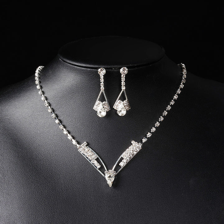 Fashion Bright Full Rhinestone Zircon Water Drop Necklace