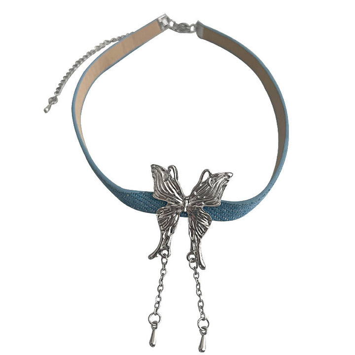 Blue Collar Butterfly Tassel Necklace