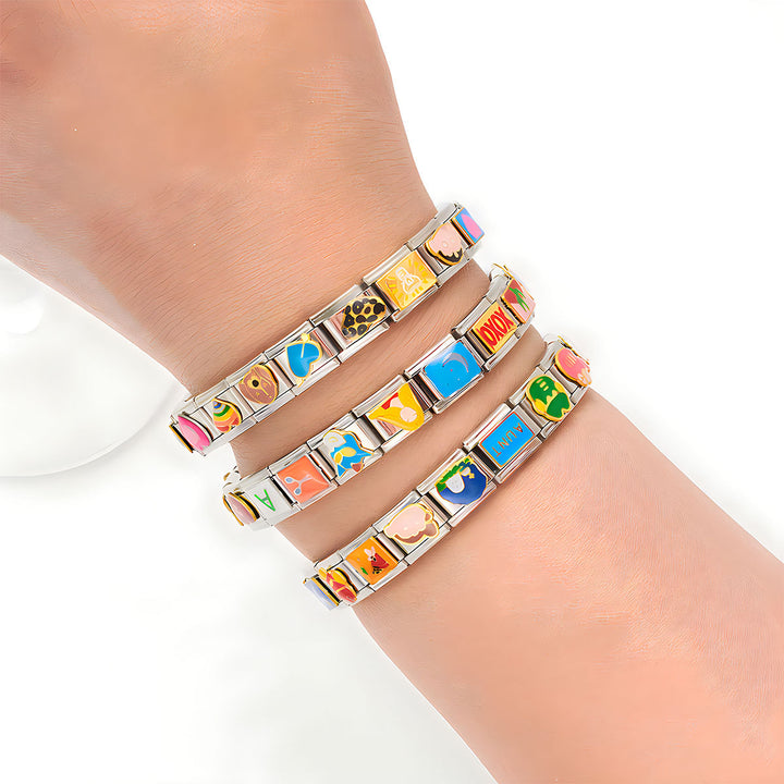 Stainless Steel Plated 18K Module Combination Bracelet