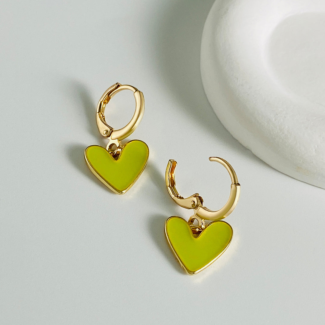 Exquisite C- Ring Love Heart Earrings Women's Simple