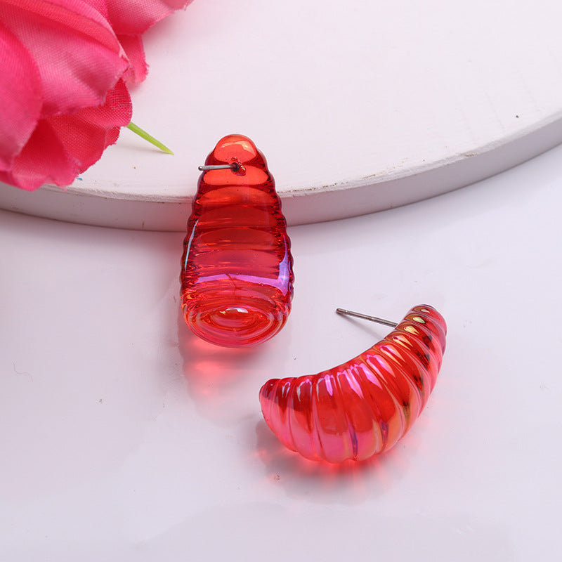 Geometric Electroplating Three-dimensional Thread Water Drop Acrylic Earrings