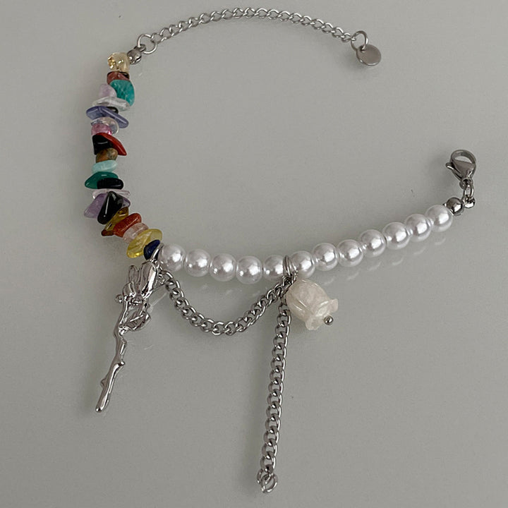 Colorful Gravel Stitching Rose Pearl Bracelet