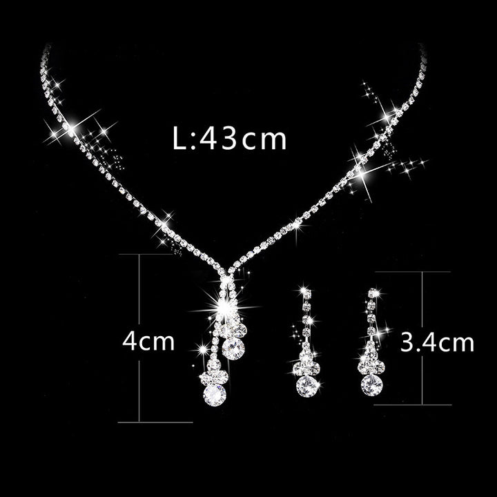 Fashion Bright Full Rhinestone Zircon Water Drop Necklace