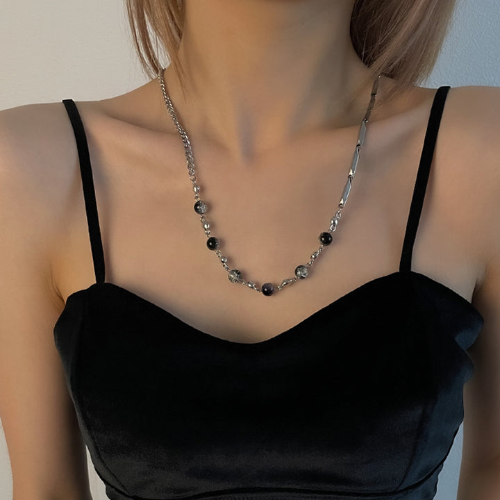 Ice Crack Beads Stitching Rhinestone Necklace Women's Light Luxury