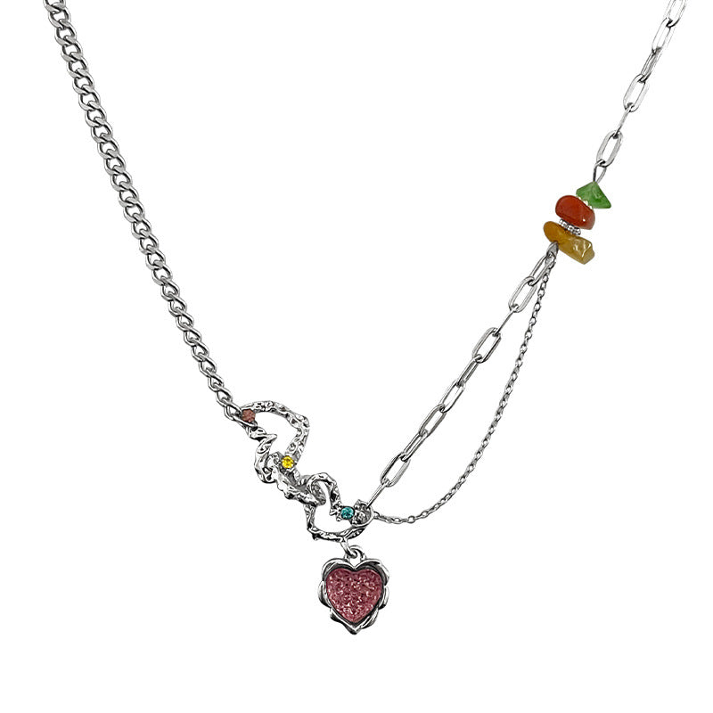 Color Gravel Stitching Love Necklace