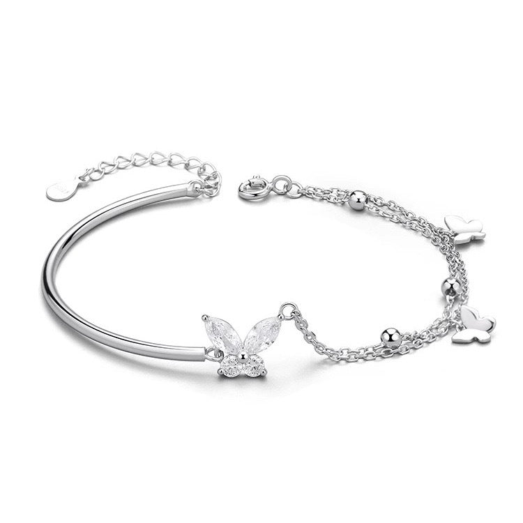 S925 Sterling Silver Butterfly Brățară Accesorii de argint pentru femei Light Luxury Minoritate rafinată