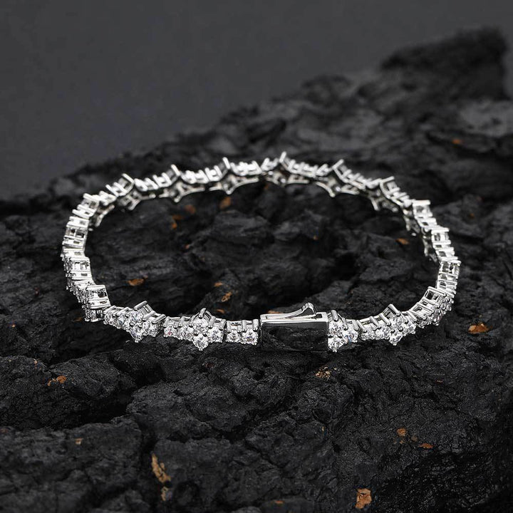 European Hip Hop Spring Fastener Zircon Tennis Bracelet