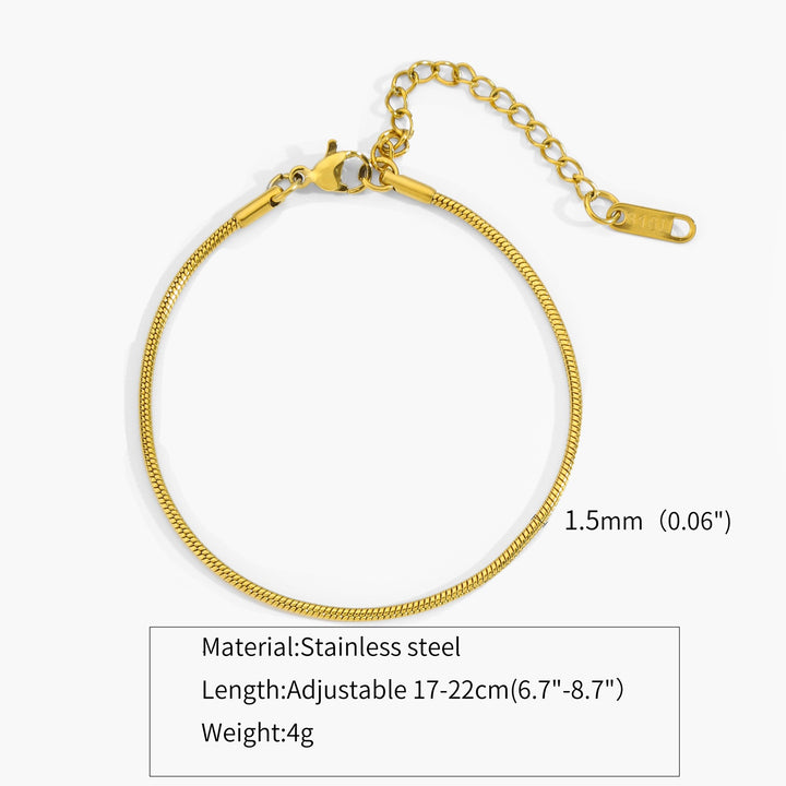 Simple Ins Titanium Steel Plated 18K Gold Round Snake Bones Chain Gold-plated Bracelet Adjustable Bracelet Niche Design Fashion