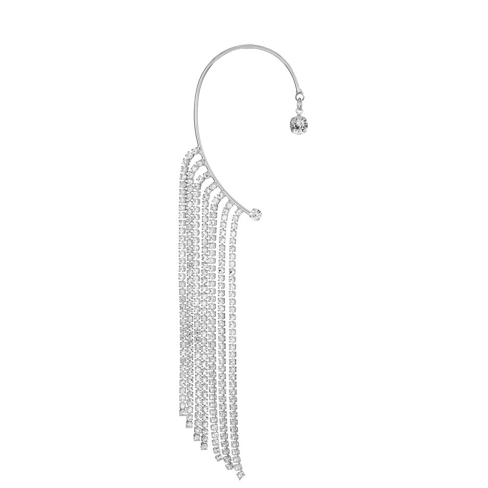 Fashion Long Rhinestone-encrusted Tassel Ear Hanging