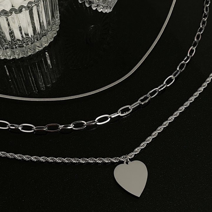 Titanium Steel Multi-layer Twin Heart Necklace