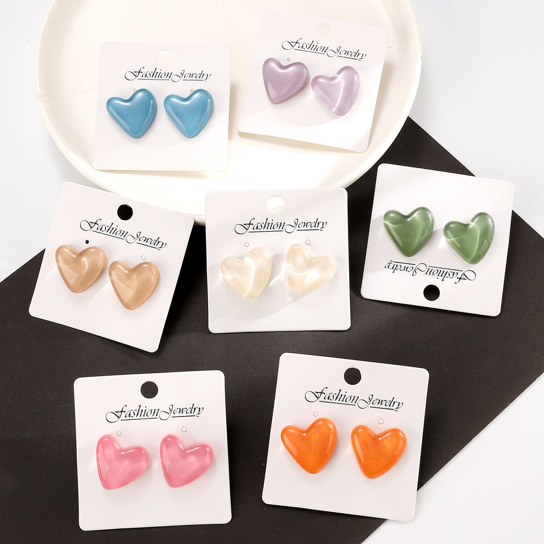 Exquisite C- Ring Love Heart Earrings Women's Simple