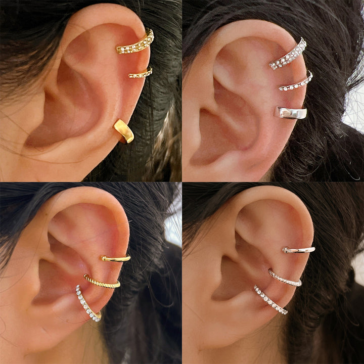 Diamond C-type Ear Clip Fashion Three-piece Set