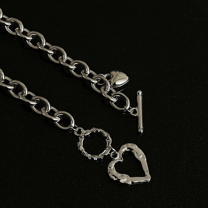 Sweet Cool Hollow Heart Necklace Female Niche