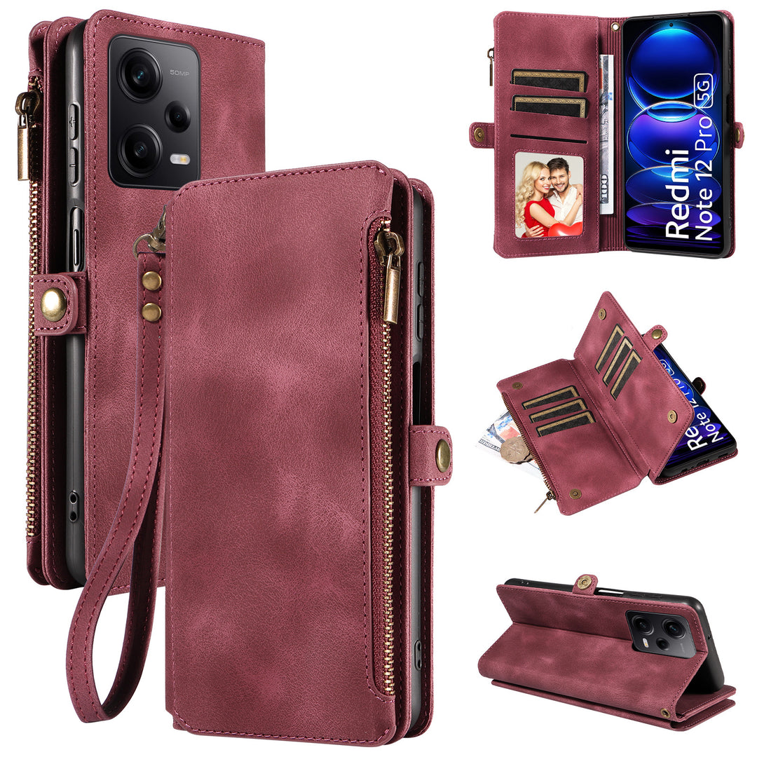 Zipper Leather Case Phone Case Multifunctional Protective Cover