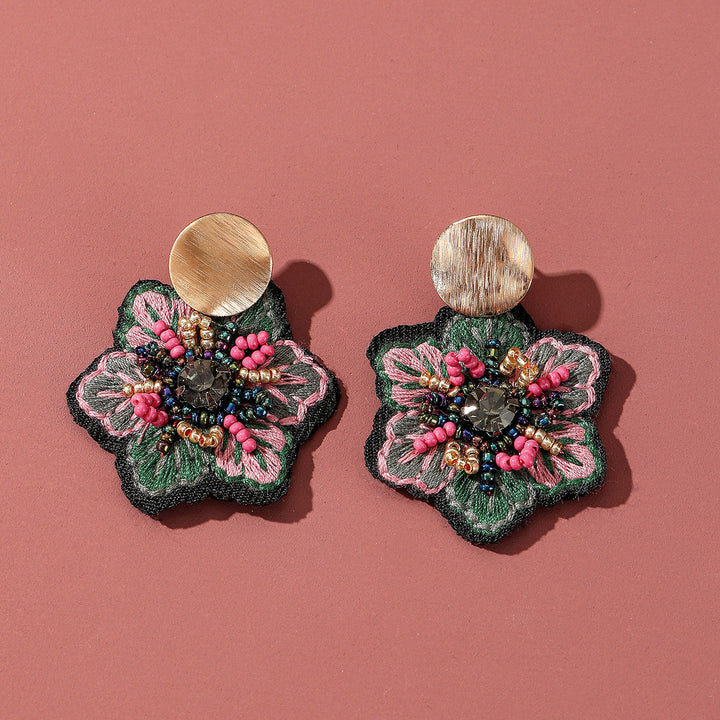 Handmade Embroidery Bead Earrings Creative