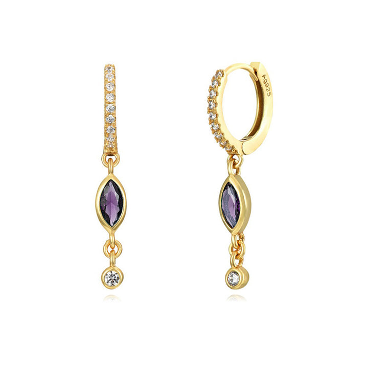 Women's Sterling Silver Needle Zircon Earrings