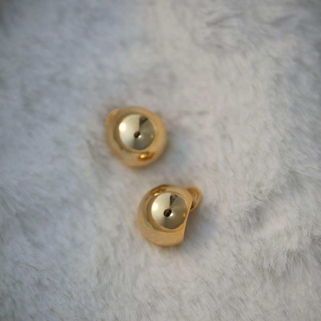 Golden Ball Stud Earrings Women's Design Sense