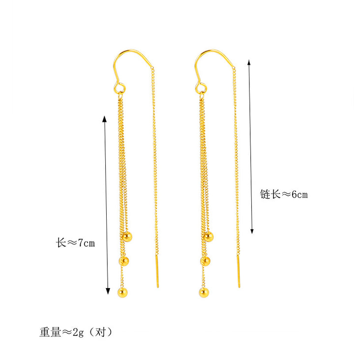 Tassel Hanging Earrings Female Titanium Steel Long Fashion Female