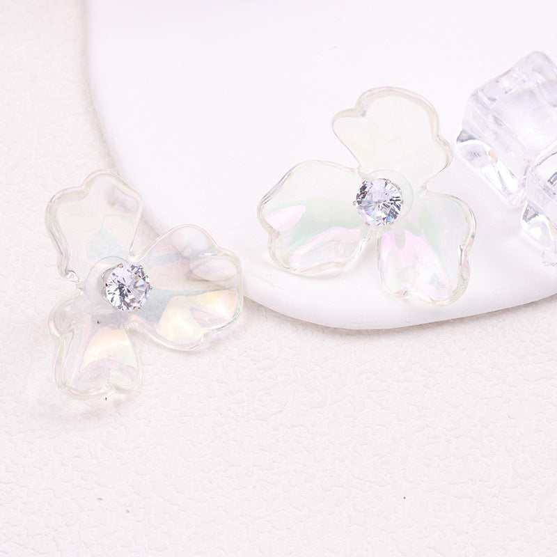 Irregular Colorful Transparent Small Flower Acrylic Earrings